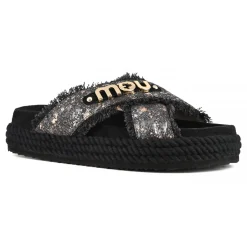Criss-cross Rope Sandal Metallic Denim