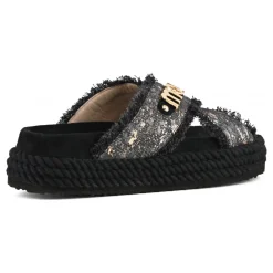 Criss-cross Rope Sandal Metallic Denim