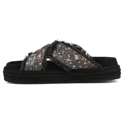 Criss-cross Rope Sandal Metallic Denim