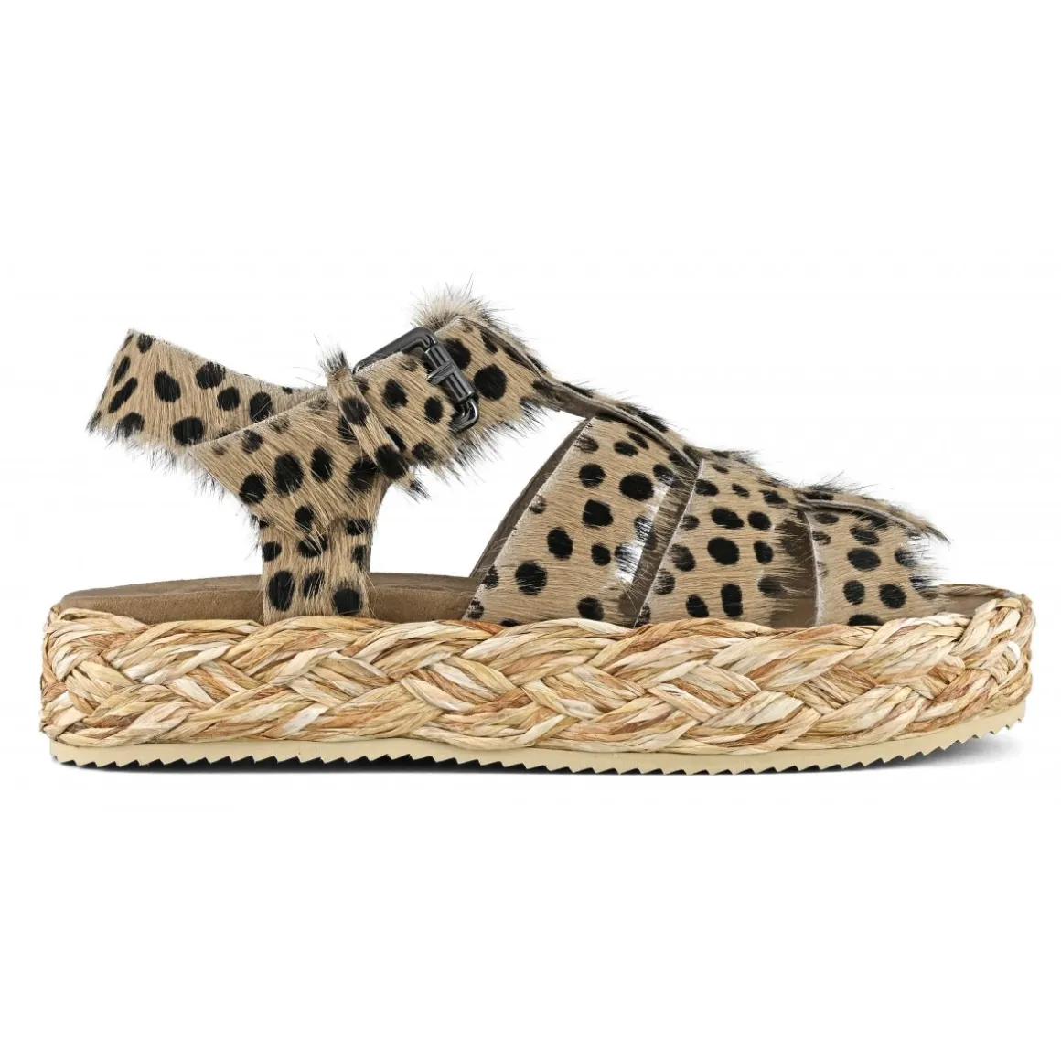 Raffia Braid Sandal Pony Hair Upper