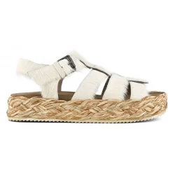 Raffia Braid Sandal Pony Hair Upper