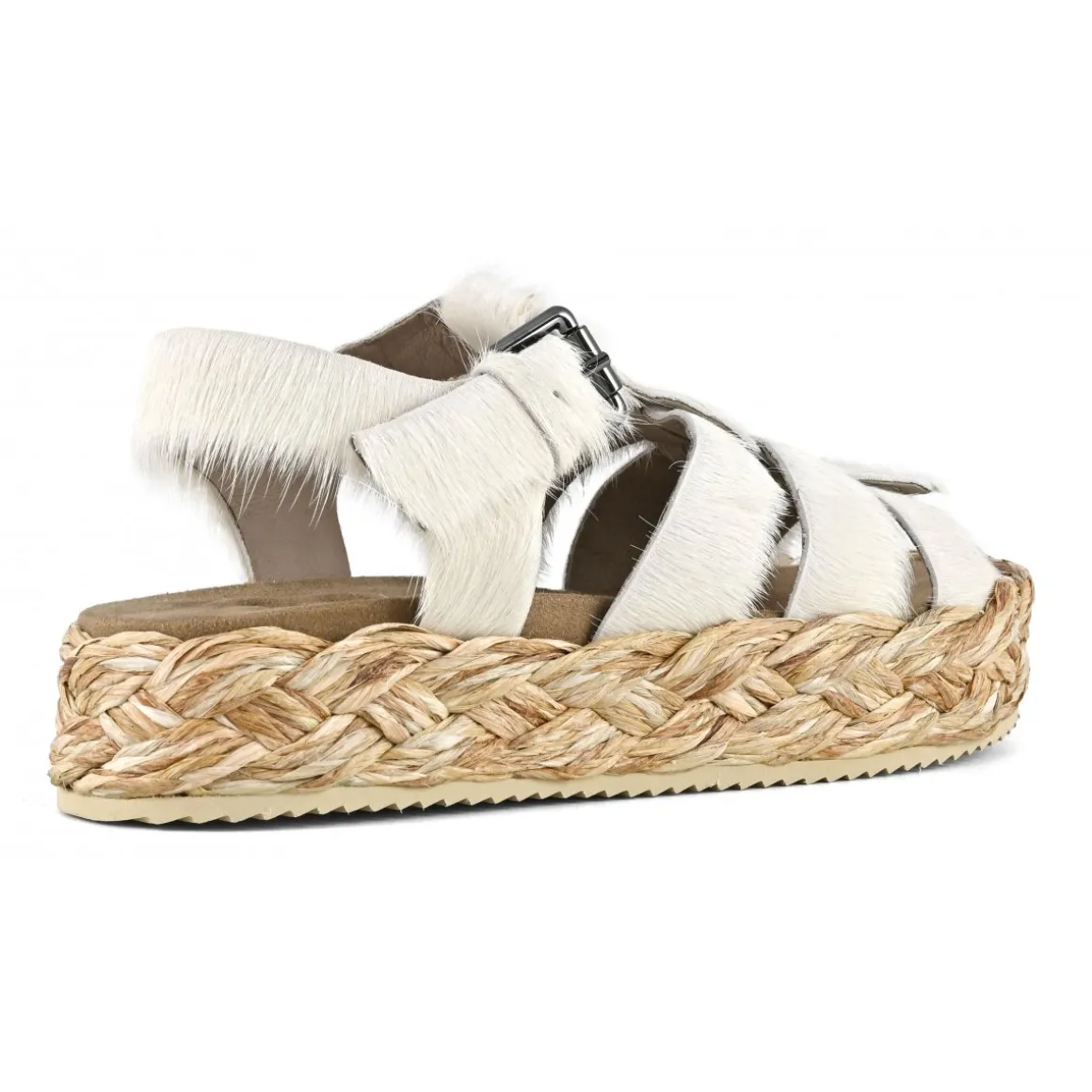 Raffia Braid Sandal Pony Hair Upper