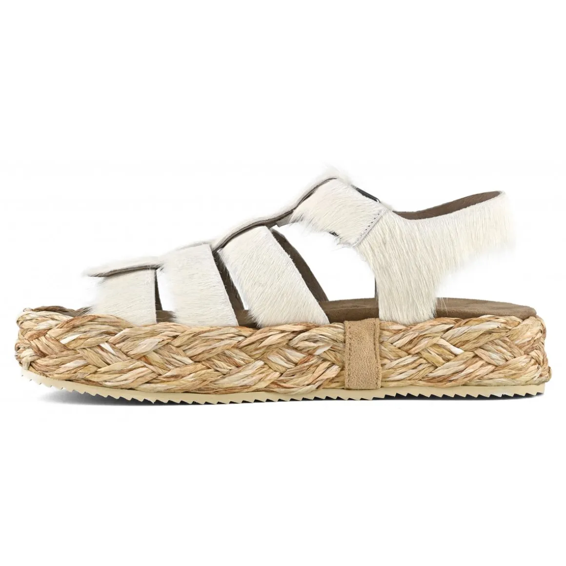 Raffia Braid Sandal Pony Hair Upper