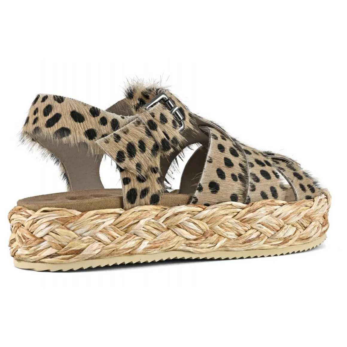 Raffia Braid Sandal Pony Hair Upper