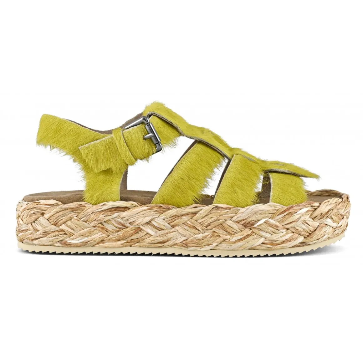 Raffia Braid Sandal Pony Hair Upper