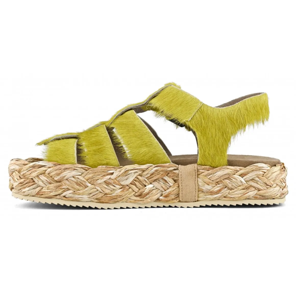 Raffia Braid Sandal Pony Hair Upper