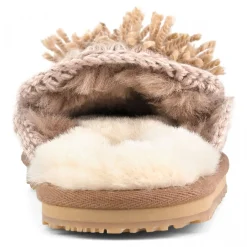 Slipper With Wool Flowers And Rhinestones