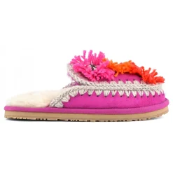 Slipper With Wool Flowers And Rhinestones